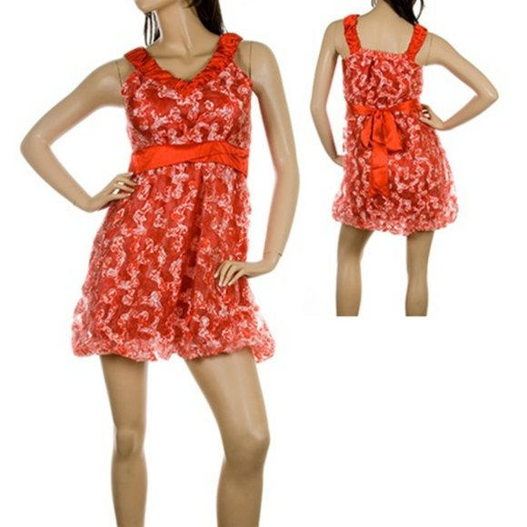 FashionistaStyle,red,white,bow tie,deep Vneck,gathered hem,mini,Brand New,Unique - Picture 1 of 1